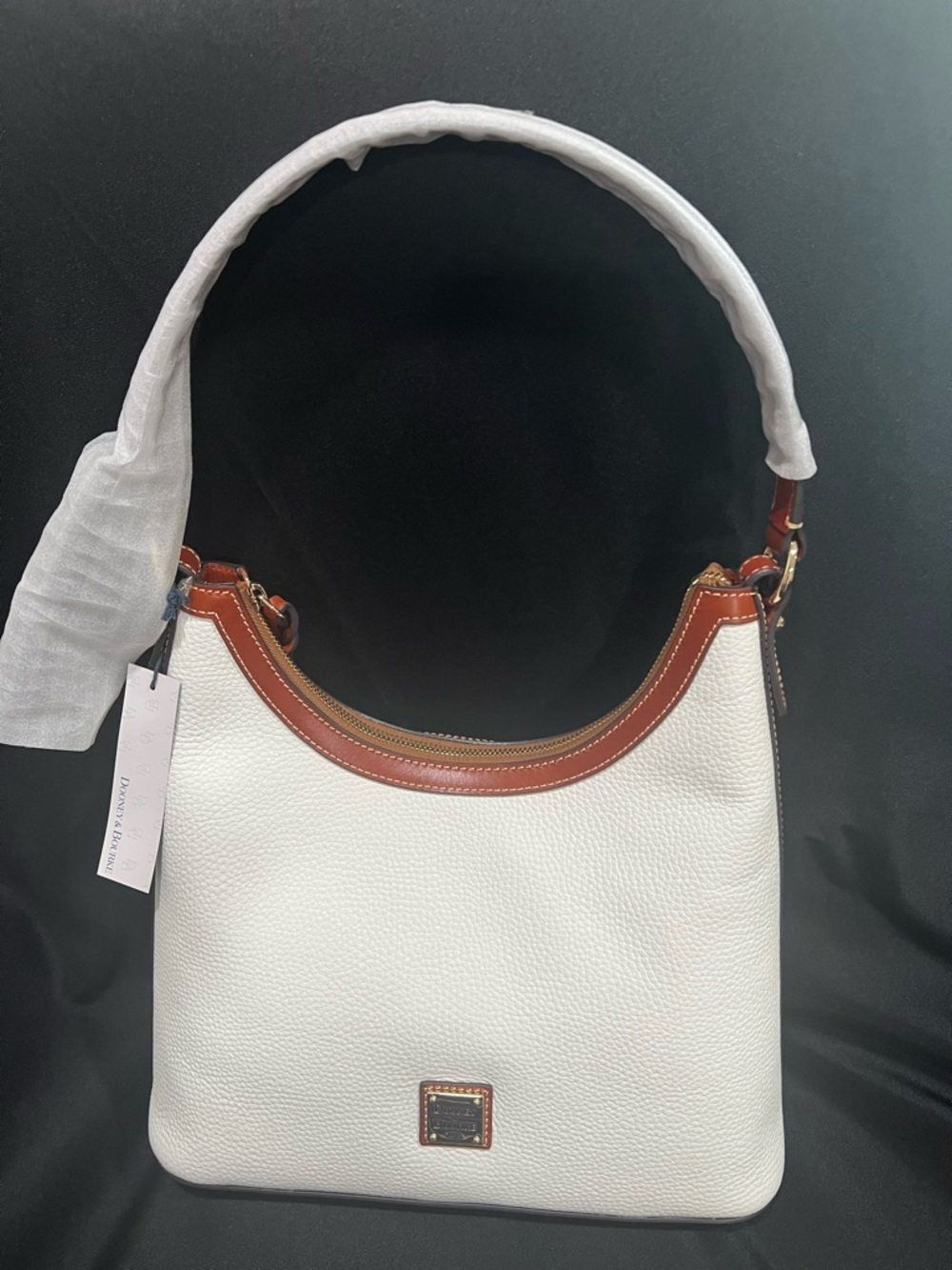 Dooney & Bourke White Leather Pebbled Hobo Handbag
